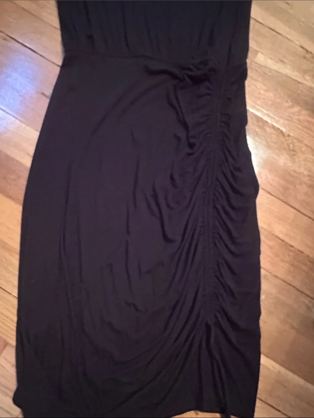 Calvin Klein Black Scoop Neck Tee dress ruched style